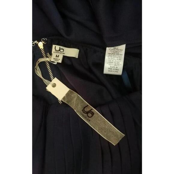 Navy Blue Strapless Pleated Front Belted Dress by Ya Los Angeles from ModCloth - Picture 6 of 7